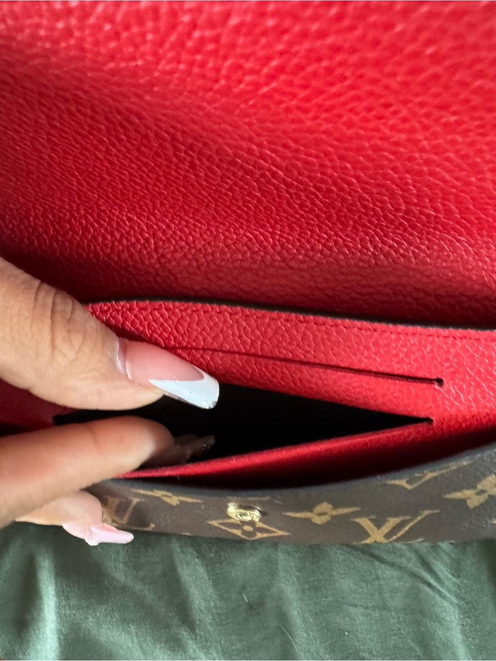 Louis Vuitton Monogram Canvas Wallet with Red Leather Flap - Picture 6 of 14